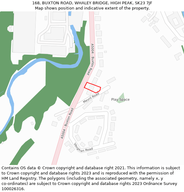 168, BUXTON ROAD, WHALEY BRIDGE, HIGH PEAK, SK23 7JF: Location map and indicative extent of plot