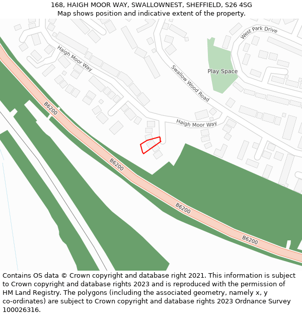 168, HAIGH MOOR WAY, SWALLOWNEST, SHEFFIELD, S26 4SG: Location map and indicative extent of plot