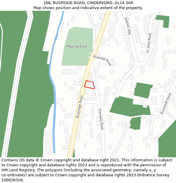 168, RUSPIDGE ROAD, CINDERFORD, GL14 3AR: Location map and indicative extent of plot