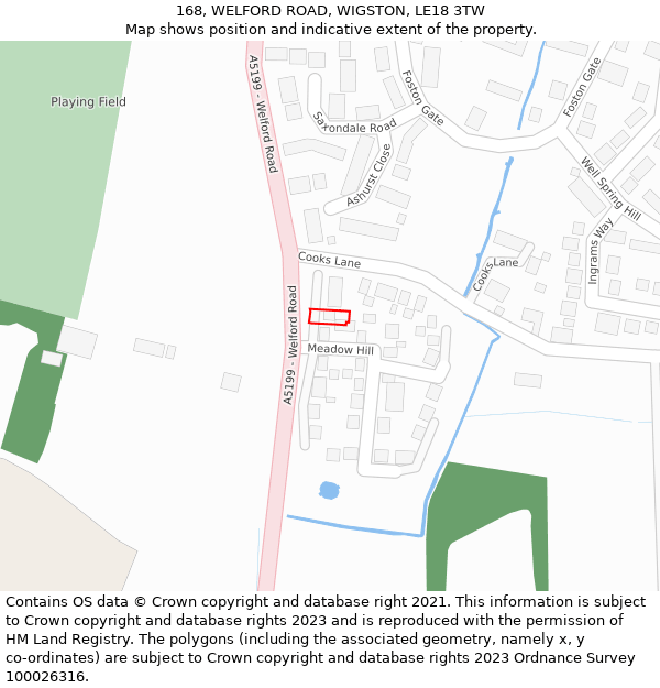 168, WELFORD ROAD, WIGSTON, LE18 3TW: Location map and indicative extent of plot