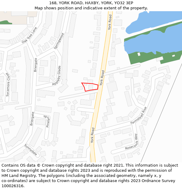 168, YORK ROAD, HAXBY, YORK, YO32 3EP: Location map and indicative extent of plot