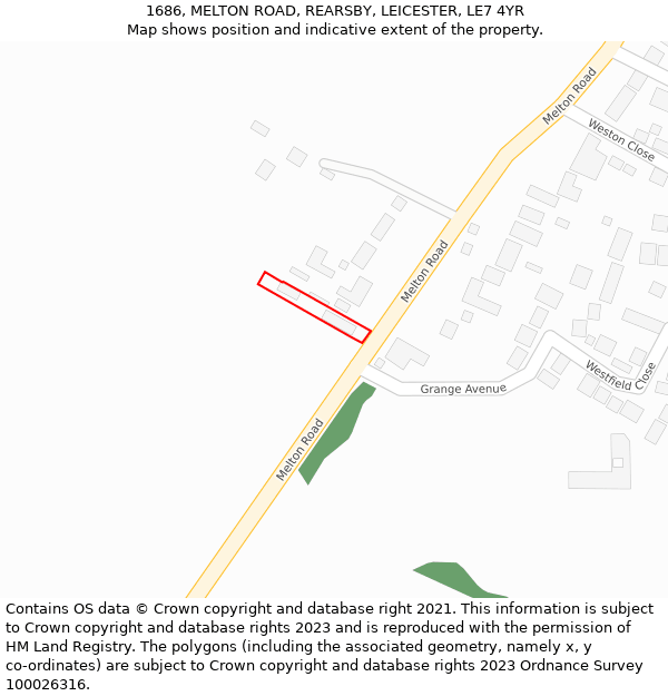 1686, MELTON ROAD, REARSBY, LEICESTER, LE7 4YR: Location map and indicative extent of plot
