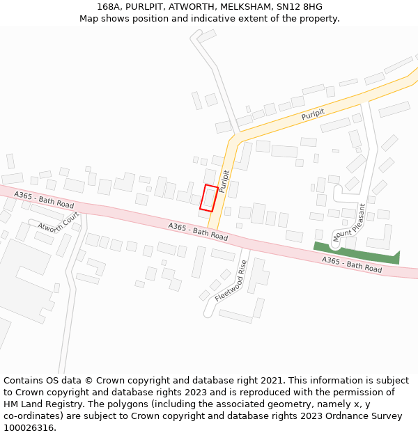 168A, PURLPIT, ATWORTH, MELKSHAM, SN12 8HG: Location map and indicative extent of plot