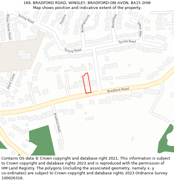 169, BRADFORD ROAD, WINSLEY, BRADFORD-ON-AVON, BA15 2HW: Location map and indicative extent of plot