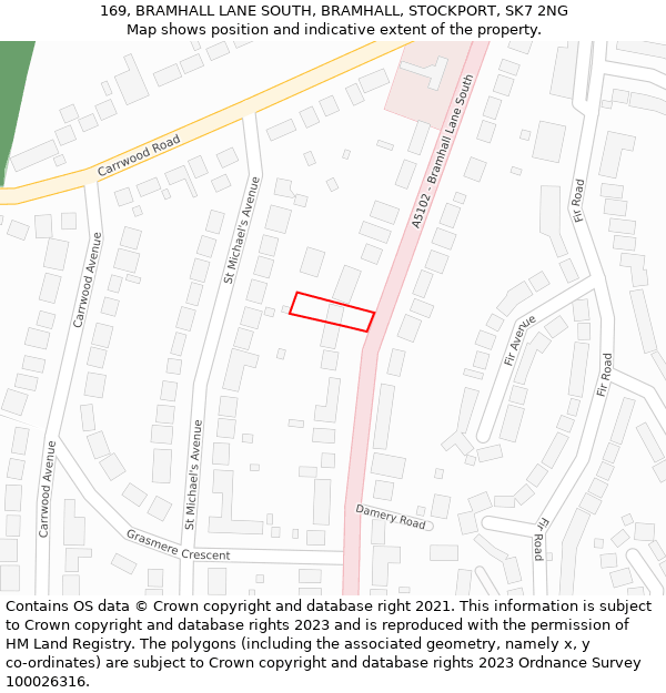 169, BRAMHALL LANE SOUTH, BRAMHALL, STOCKPORT, SK7 2NG: Location map and indicative extent of plot