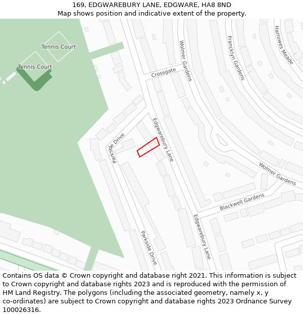 169, EDGWAREBURY LANE, EDGWARE, HA8 8ND: Location map and indicative extent of plot