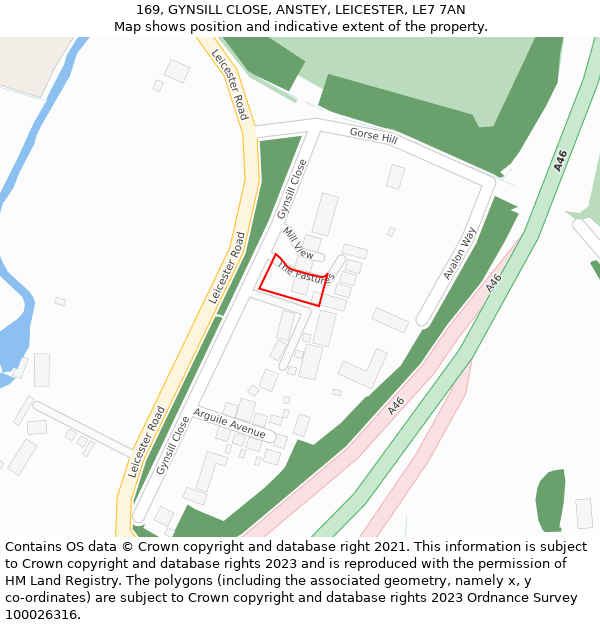 169, GYNSILL CLOSE, ANSTEY, LEICESTER, LE7 7AN: Location map and indicative extent of plot