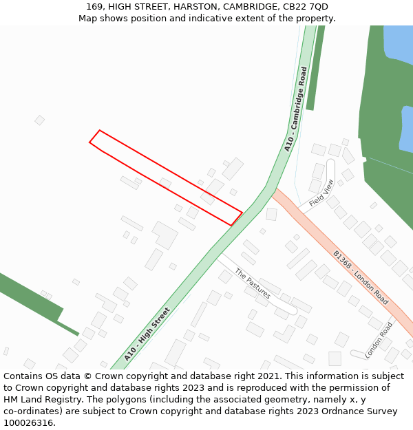 169, HIGH STREET, HARSTON, CAMBRIDGE, CB22 7QD: Location map and indicative extent of plot