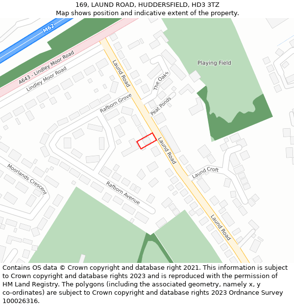 169, LAUND ROAD, HUDDERSFIELD, HD3 3TZ: Location map and indicative extent of plot