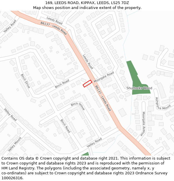 169, LEEDS ROAD, KIPPAX, LEEDS, LS25 7DZ: Location map and indicative extent of plot