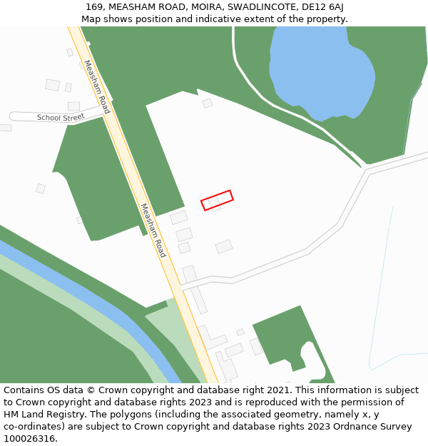 169, MEASHAM ROAD, MOIRA, SWADLINCOTE, DE12 6AJ: Location map and indicative extent of plot