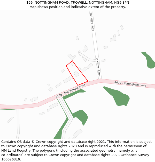 169, NOTTINGHAM ROAD, TROWELL, NOTTINGHAM, NG9 3PN: Location map and indicative extent of plot