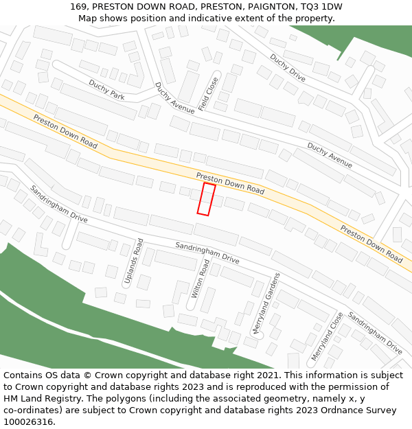 169, PRESTON DOWN ROAD, PRESTON, PAIGNTON, TQ3 1DW: Location map and indicative extent of plot