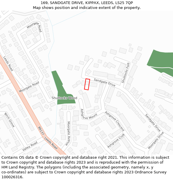 169, SANDGATE DRIVE, KIPPAX, LEEDS, LS25 7QP: Location map and indicative extent of plot