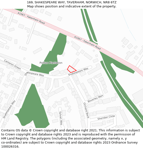 169, SHAKESPEARE WAY, TAVERHAM, NORWICH, NR8 6TZ: Location map and indicative extent of plot