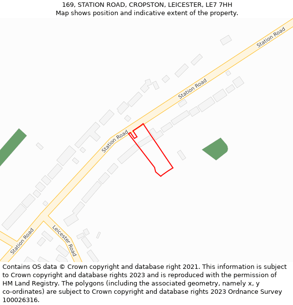169, STATION ROAD, CROPSTON, LEICESTER, LE7 7HH: Location map and indicative extent of plot
