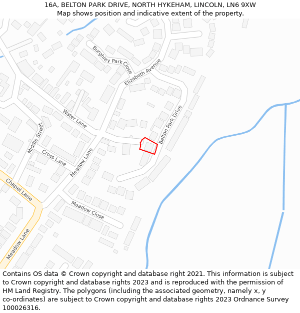 16A, BELTON PARK DRIVE, NORTH HYKEHAM, LINCOLN, LN6 9XW: Location map and indicative extent of plot