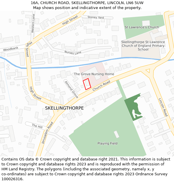 16A, CHURCH ROAD, SKELLINGTHORPE, LINCOLN, LN6 5UW: Location map and indicative extent of plot