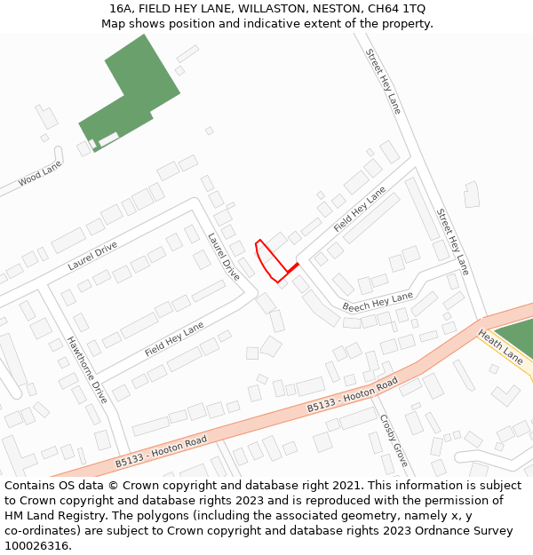 16A, FIELD HEY LANE, WILLASTON, NESTON, CH64 1TQ: Location map and indicative extent of plot