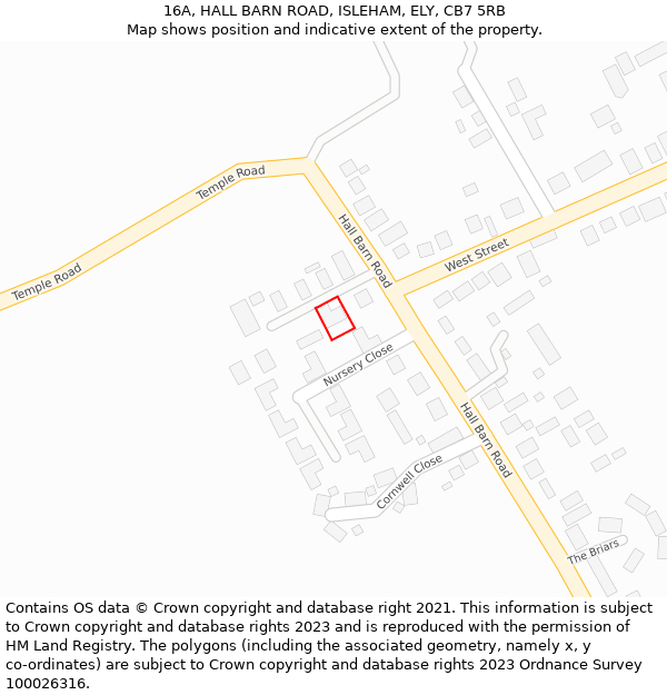 16A, HALL BARN ROAD, ISLEHAM, ELY, CB7 5RB: Location map and indicative extent of plot