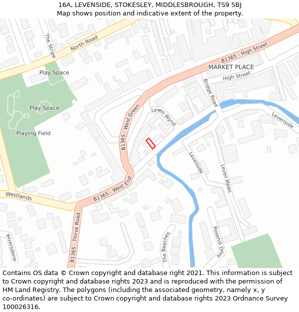 16A, LEVENSIDE, STOKESLEY, MIDDLESBROUGH, TS9 5BJ: Location map and indicative extent of plot