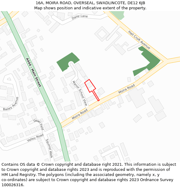 16A, MOIRA ROAD, OVERSEAL, SWADLINCOTE, DE12 6JB: Location map and indicative extent of plot