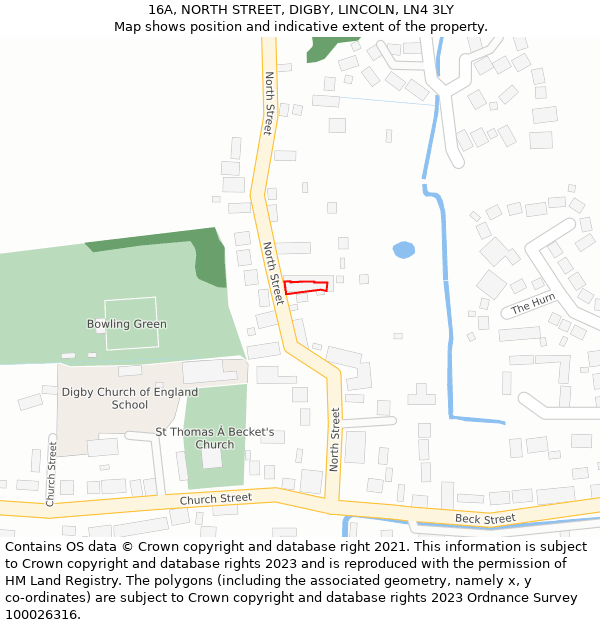 16A, NORTH STREET, DIGBY, LINCOLN, LN4 3LY: Location map and indicative extent of plot