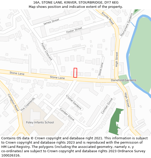 16A, STONE LANE, KINVER, STOURBRIDGE, DY7 6EG: Location map and indicative extent of plot