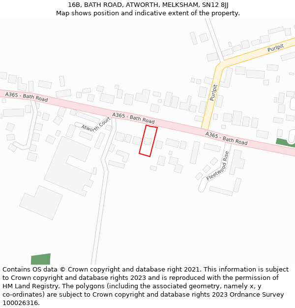 16B, BATH ROAD, ATWORTH, MELKSHAM, SN12 8JJ: Location map and indicative extent of plot