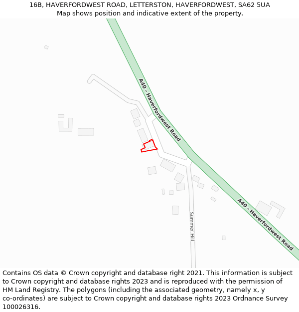 16B, HAVERFORDWEST ROAD, LETTERSTON, HAVERFORDWEST, SA62 5UA: Location map and indicative extent of plot