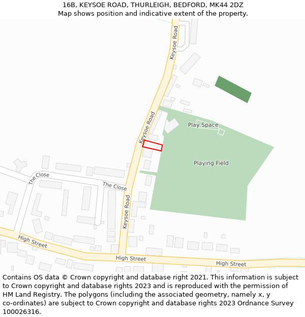 16B, KEYSOE ROAD, THURLEIGH, BEDFORD, MK44 2DZ: Location map and indicative extent of plot