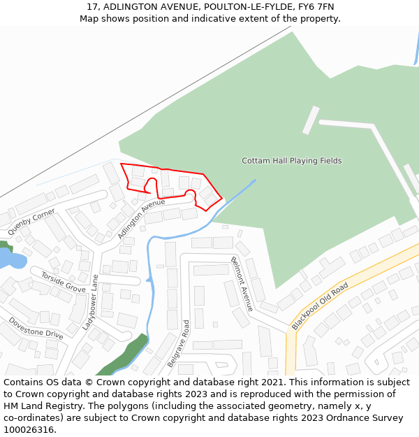 17, ADLINGTON AVENUE, POULTON-LE-FYLDE, FY6 7FN: Location map and indicative extent of plot