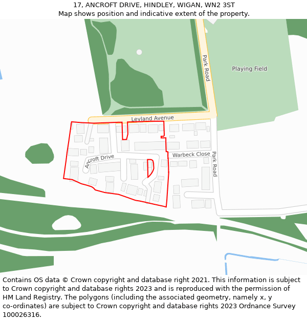 17, ANCROFT DRIVE, HINDLEY, WIGAN, WN2 3ST: Location map and indicative extent of plot