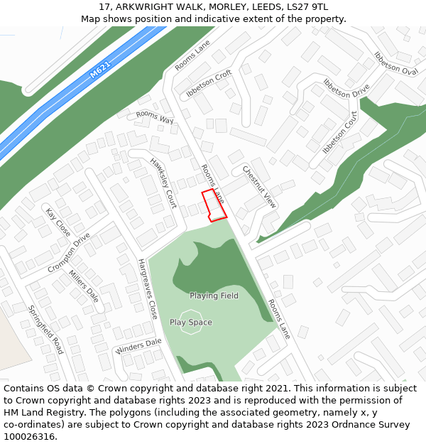 17, ARKWRIGHT WALK, MORLEY, LEEDS, LS27 9TL: Location map and indicative extent of plot