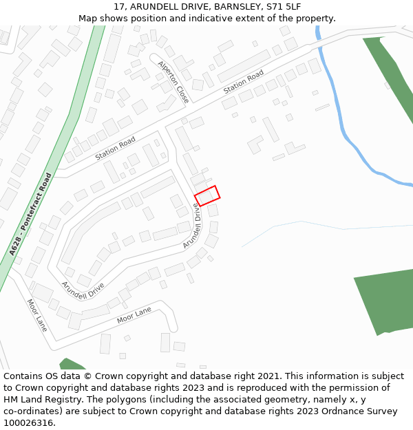 17, ARUNDELL DRIVE, BARNSLEY, S71 5LF: Location map and indicative extent of plot