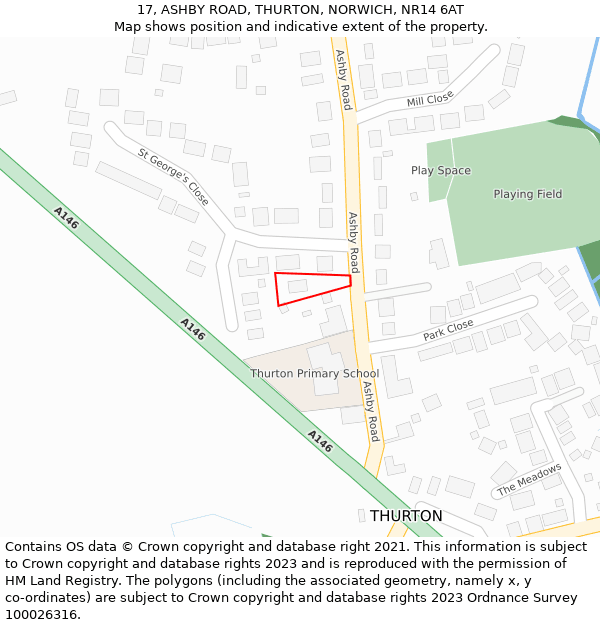 17, ASHBY ROAD, THURTON, NORWICH, NR14 6AT: Location map and indicative extent of plot