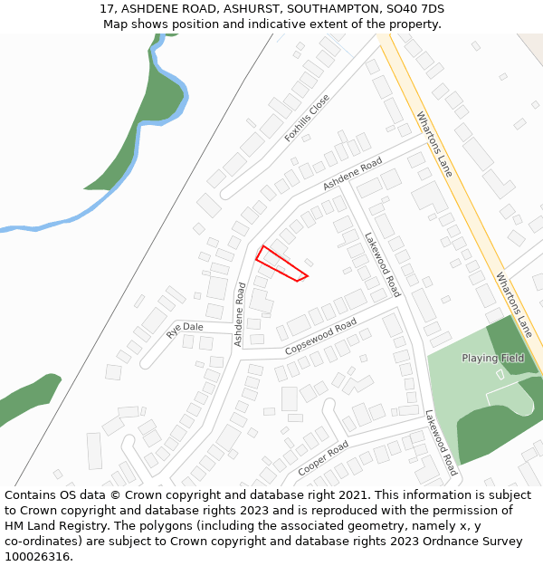 17, ASHDENE ROAD, ASHURST, SOUTHAMPTON, SO40 7DS: Location map and indicative extent of plot