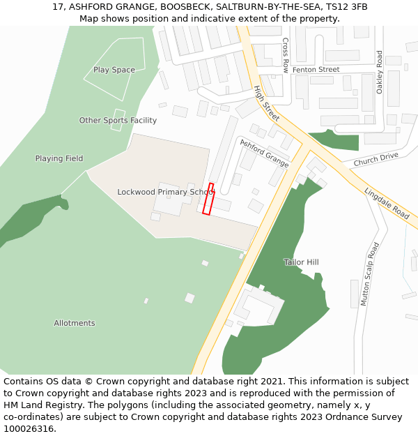 17, ASHFORD GRANGE, BOOSBECK, SALTBURN-BY-THE-SEA, TS12 3FB: Location map and indicative extent of plot