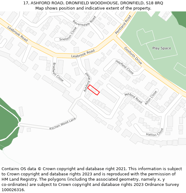 17, ASHFORD ROAD, DRONFIELD WOODHOUSE, DRONFIELD, S18 8RQ: Location map and indicative extent of plot