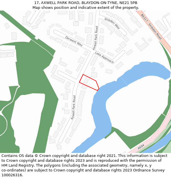 17, AXWELL PARK ROAD, BLAYDON-ON-TYNE, NE21 5PB: Location map and indicative extent of plot