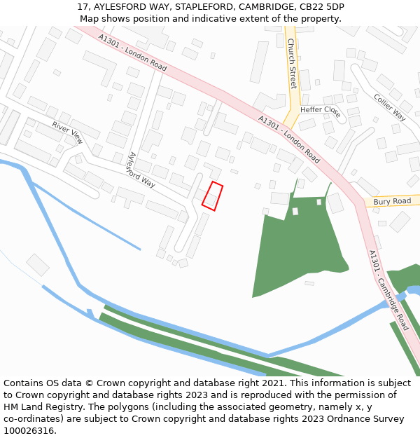 17, AYLESFORD WAY, STAPLEFORD, CAMBRIDGE, CB22 5DP: Location map and indicative extent of plot