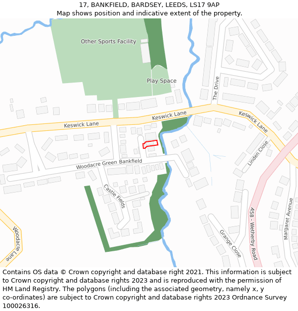 17, BANKFIELD, BARDSEY, LEEDS, LS17 9AP: Location map and indicative extent of plot