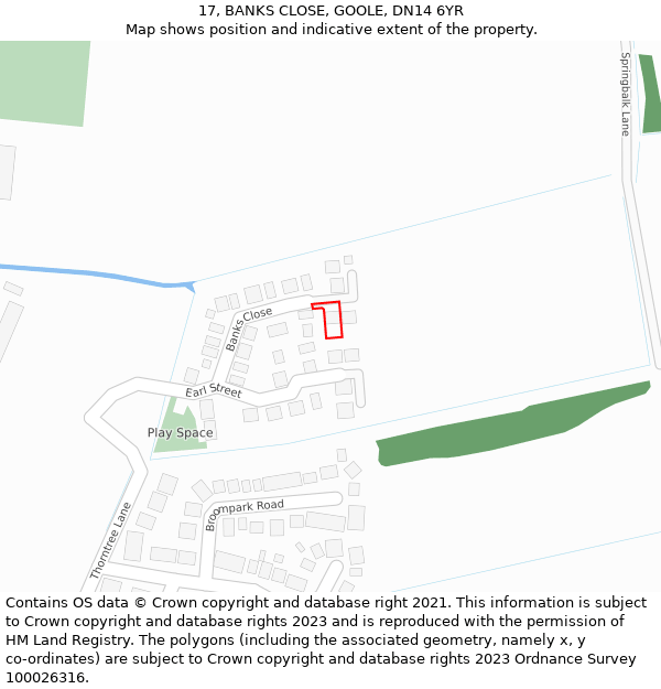 17, BANKS CLOSE, GOOLE, DN14 6YR: Location map and indicative extent of plot