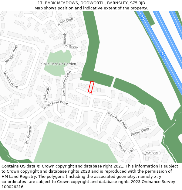 17, BARK MEADOWS, DODWORTH, BARNSLEY, S75 3JB: Location map and indicative extent of plot