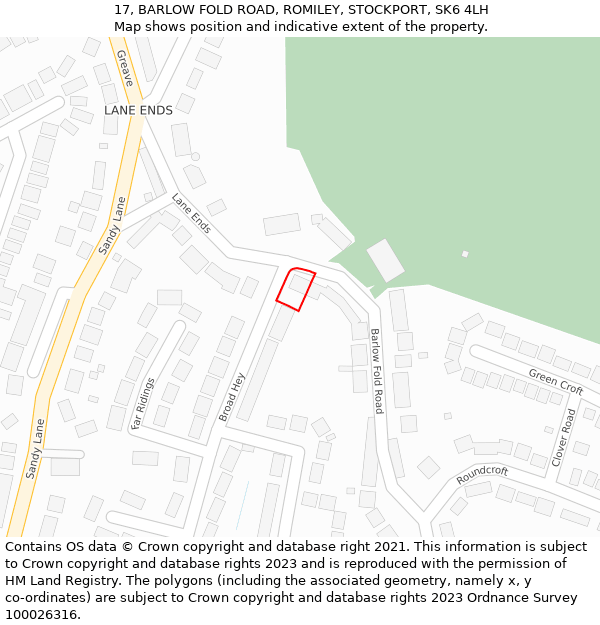 17, BARLOW FOLD ROAD, ROMILEY, STOCKPORT, SK6 4LH: Location map and indicative extent of plot