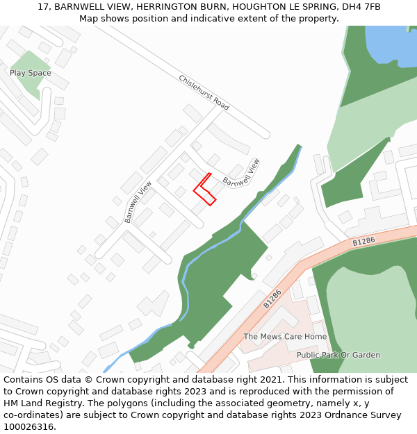 17, BARNWELL VIEW, HERRINGTON BURN, HOUGHTON LE SPRING, DH4 7FB: Location map and indicative extent of plot