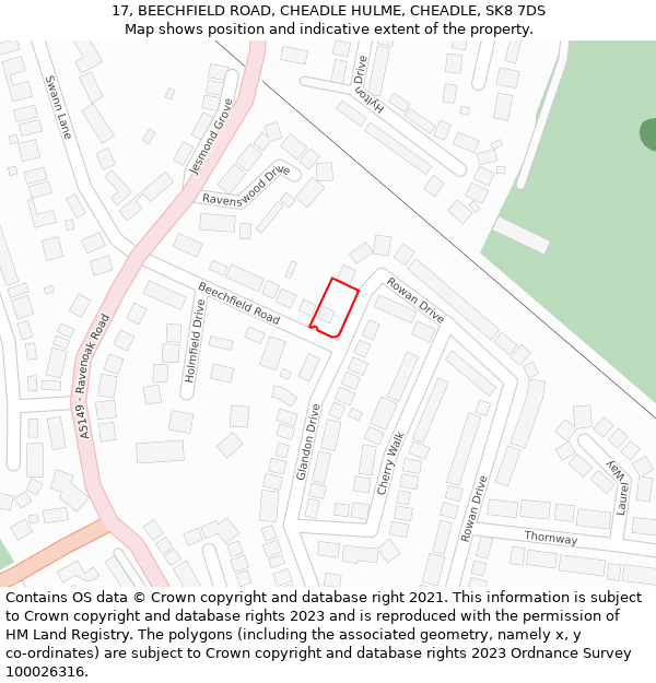 17, BEECHFIELD ROAD, CHEADLE HULME, CHEADLE, SK8 7DS: Location map and indicative extent of plot