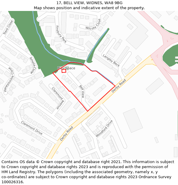 17, BELL VIEW, WIDNES, WA8 9BG: Location map and indicative extent of plot