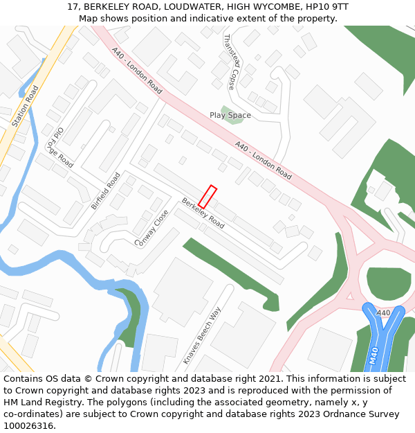 17, BERKELEY ROAD, LOUDWATER, HIGH WYCOMBE, HP10 9TT: Location map and indicative extent of plot