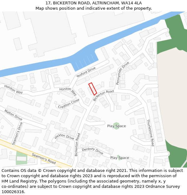 17, BICKERTON ROAD, ALTRINCHAM, WA14 4LA: Location map and indicative extent of plot